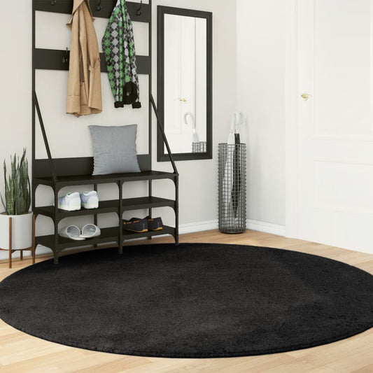 Teppe HUARTE kort luv mykt og vaskbart svart Ø 200 cm