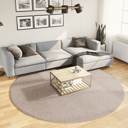 Tykt teppe PAMPLONA høy luv moderne beige Ø 240 cm