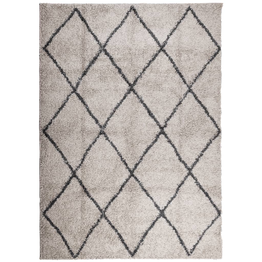 Thick carpet PAMPLONA high pile modern beige anthracite 240x340 cm