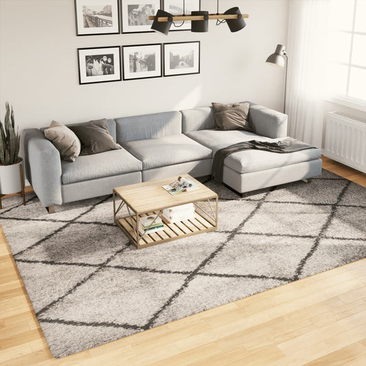 Tykt teppe PAMPLONA høy luv moderne beige antrasitt 240x340 cm