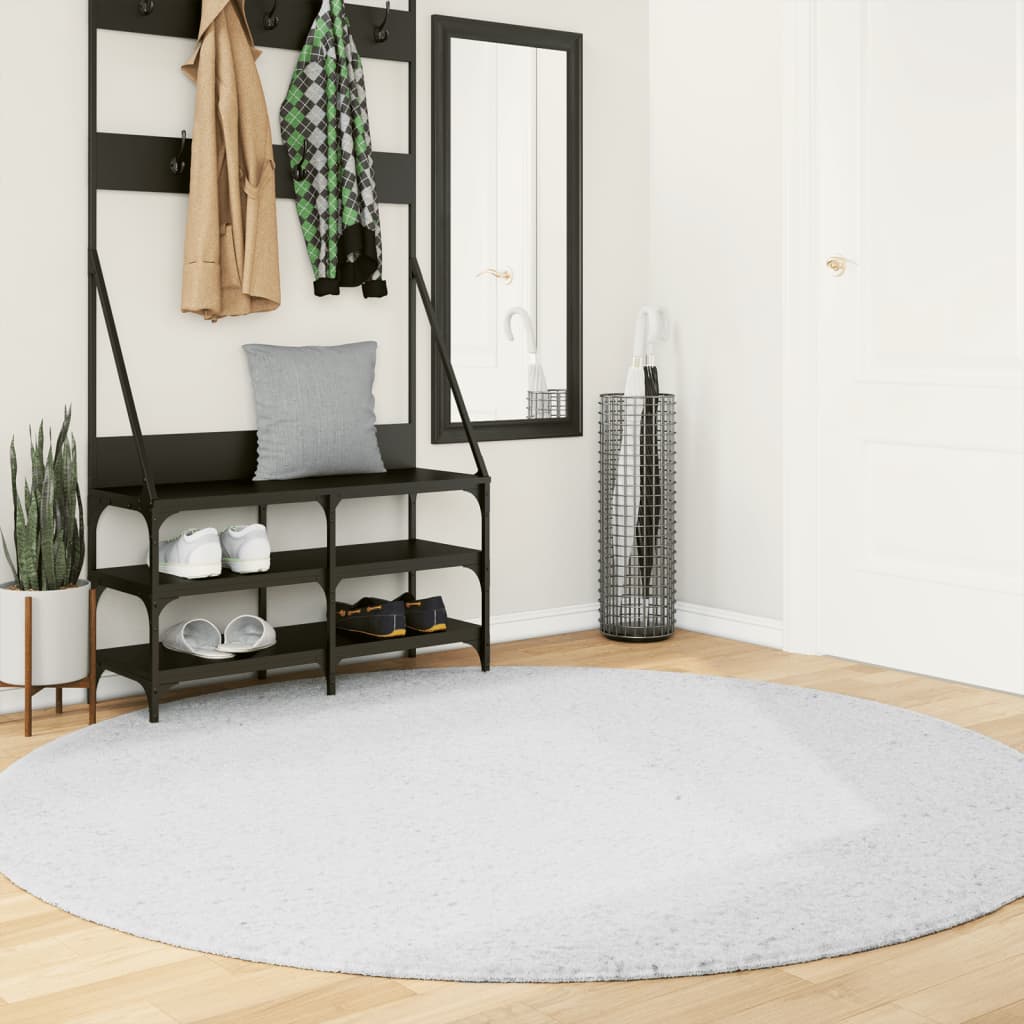 Teppe OVIEDO kort luv grå Ø 200 cm