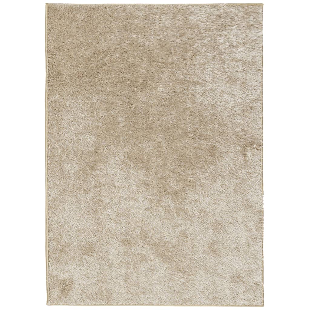 Teppe ISTAN med lang luv skinnende utseende beige 200x280 cm