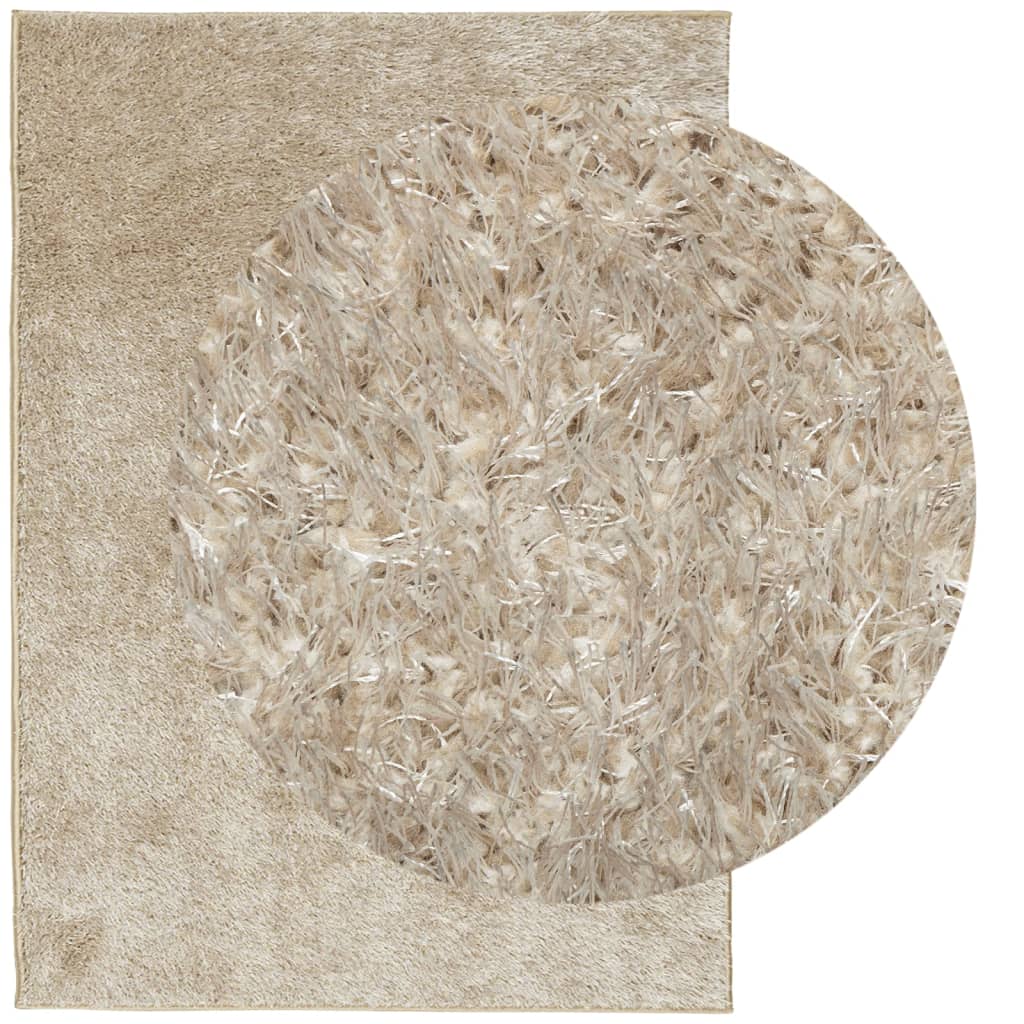Teppe ISTAN med lang luv skinnende utseende beige 200x280 cm