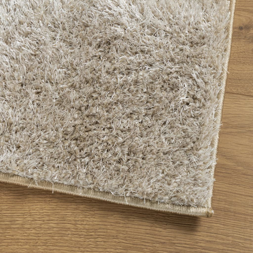 Teppe ISTAN med lang luv skinnende utseende beige 200x280 cm