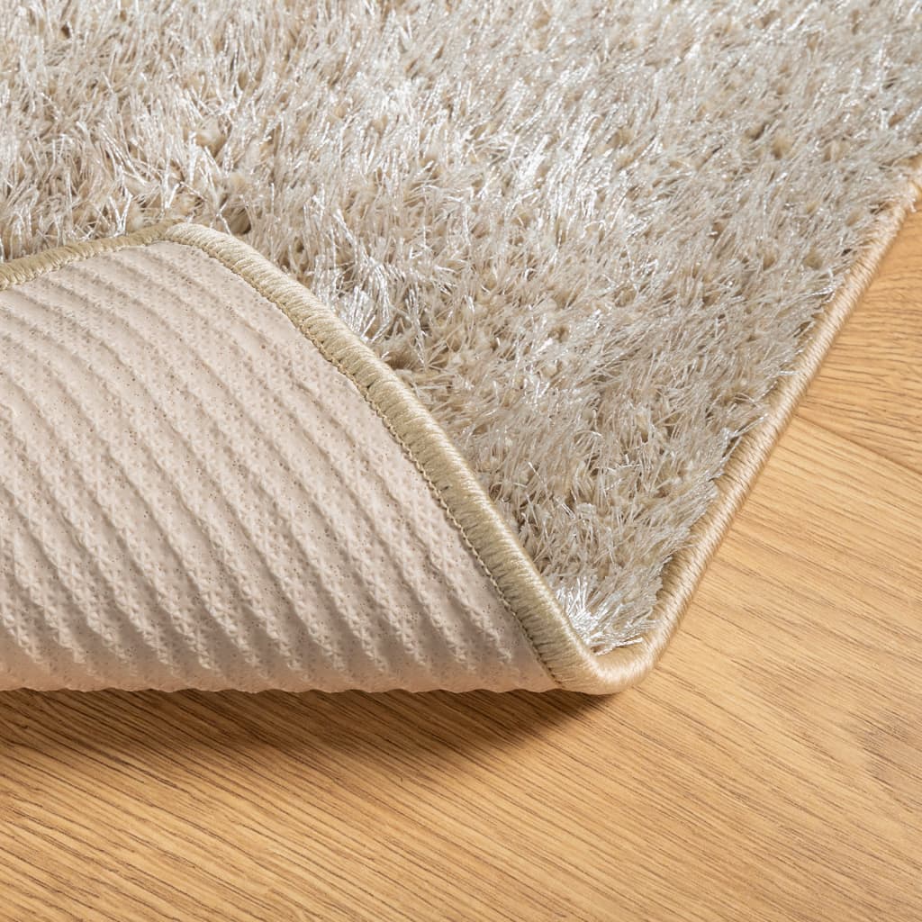Teppe ISTAN med lang luv skinnende utseende beige 200x280 cm