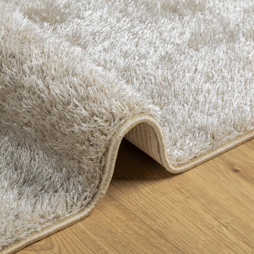 Teppe ISTAN med lang luv skinnende utseende beige 200x280 cm