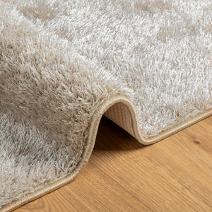 Teppe ISTAN med lang luv skinnende utseende beige 200x280 cm