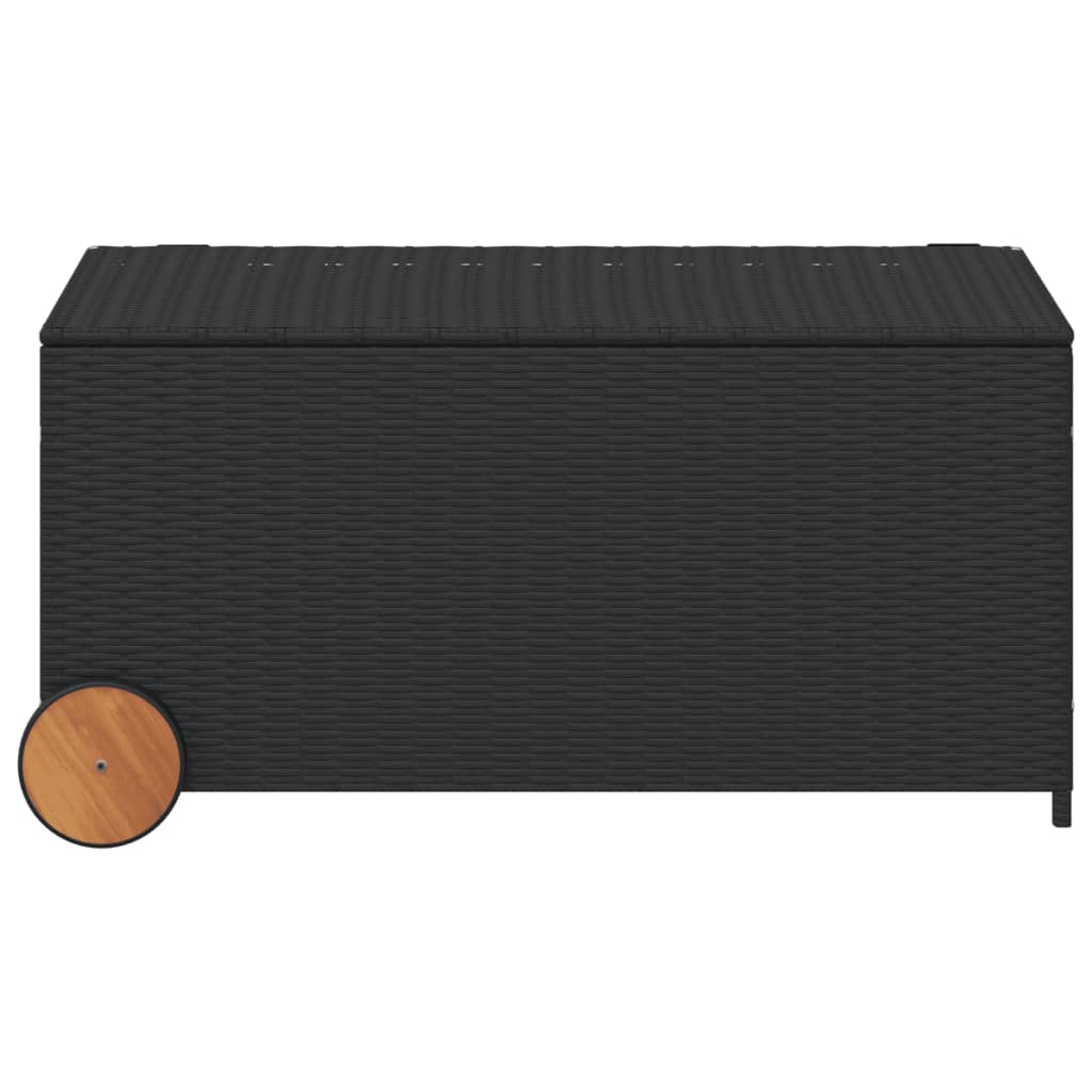 Cushion box with wheels black 190L cm poly rattan