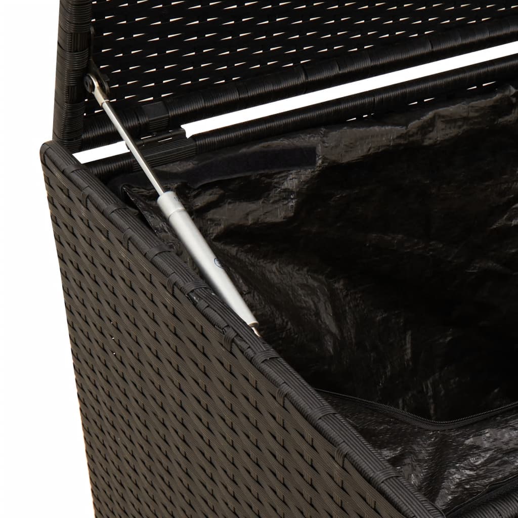 Cushion box with wheels black 190L cm poly rattan