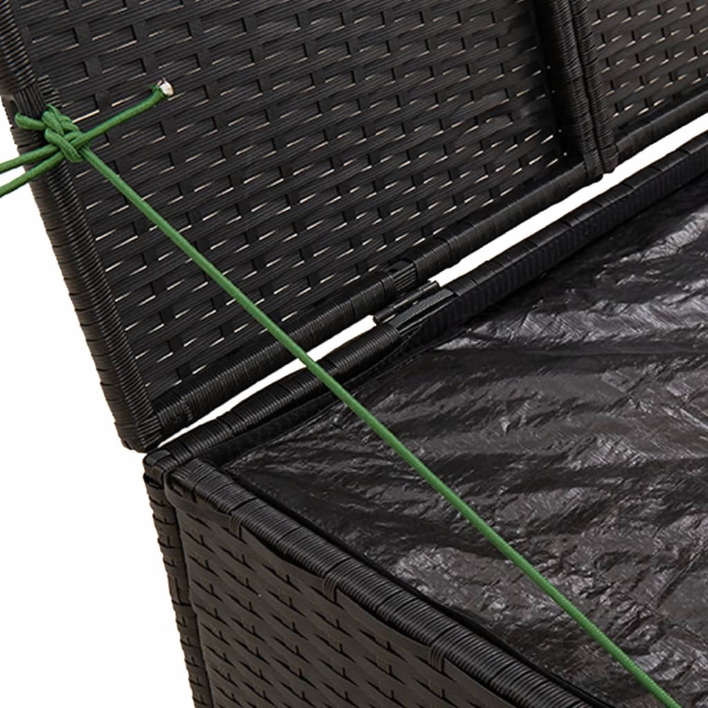 Cushion box black 291L cm poly rattan
