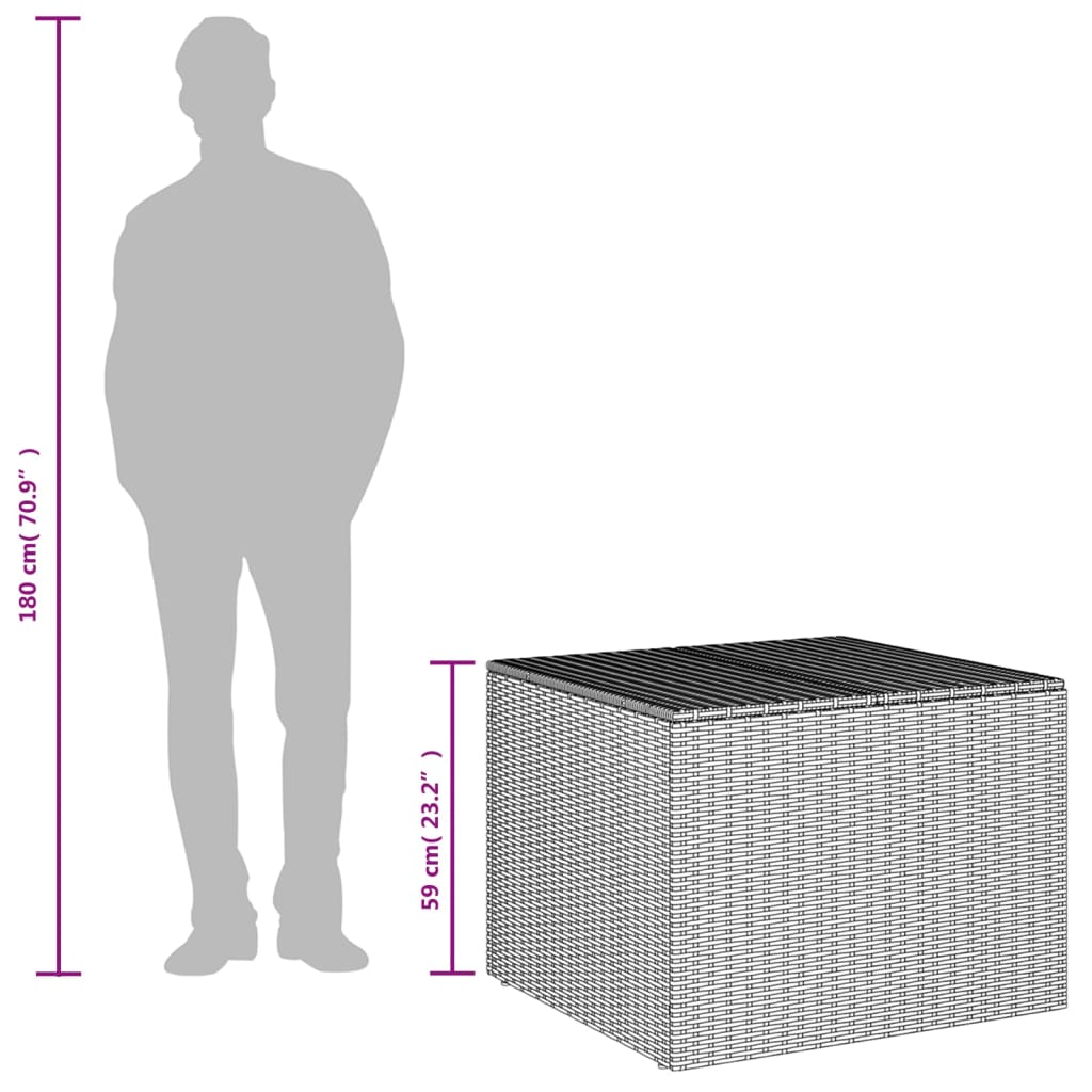 Cushion box black 291L cm poly rattan