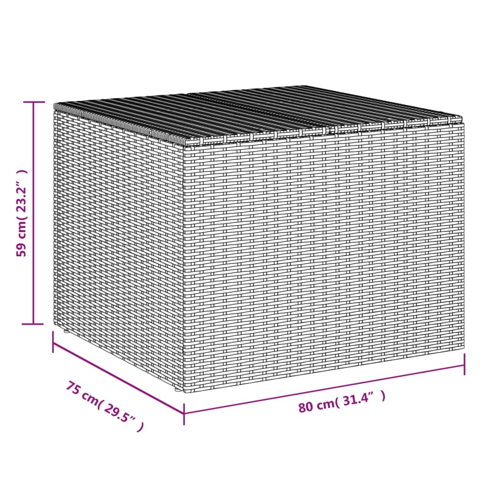 Cushion box black 291L cm poly rattan
