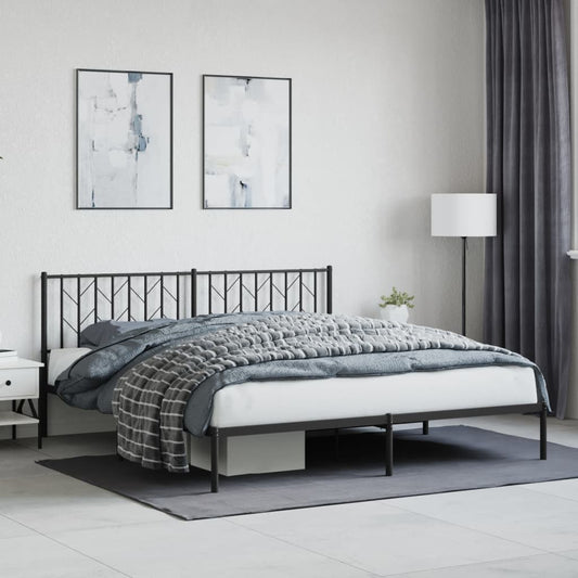Sengeramme i metall med sengegavl svart 183x213 cm