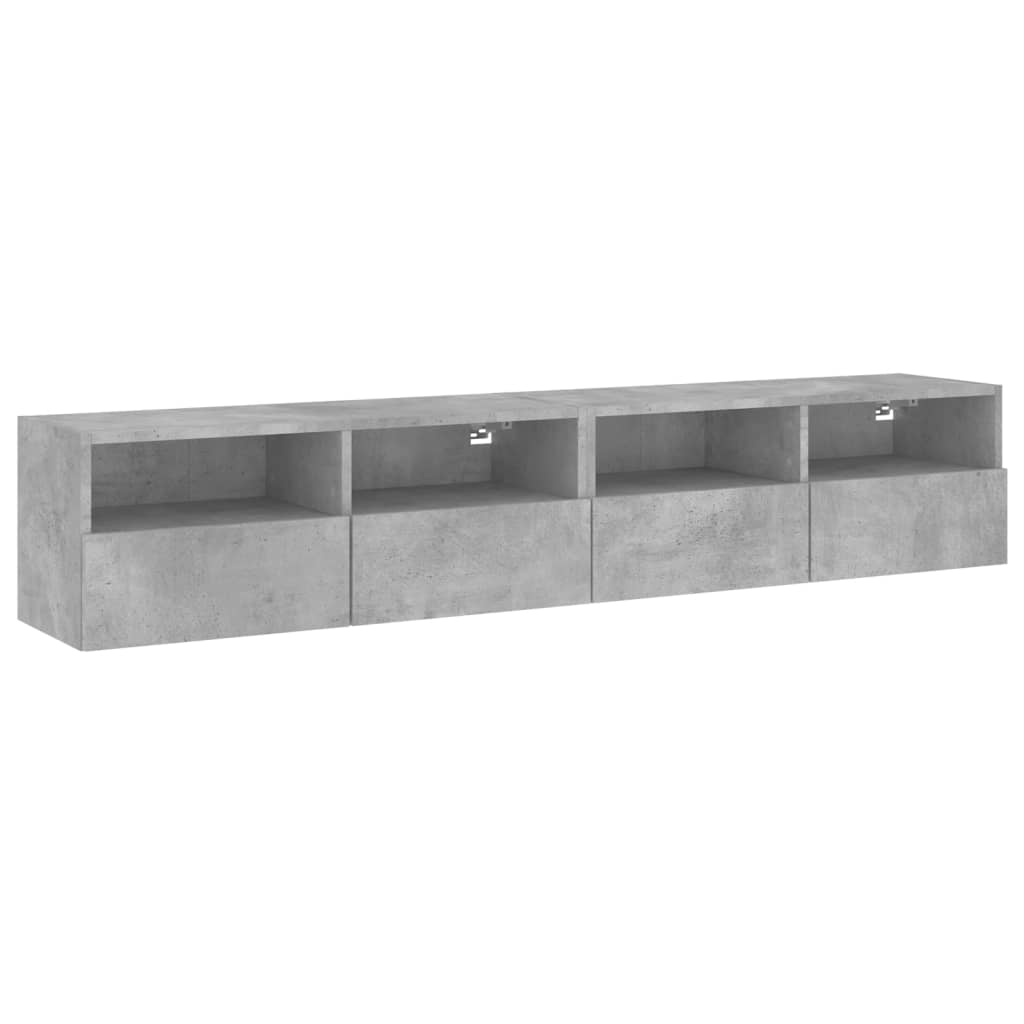Vegghengte TV-benker 2 stk betonggrå 80x30x30 cm konstruert tre