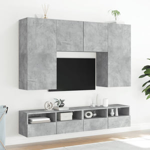 Vegghengte TV-benker 2 stk betonggrå 80x30x30 cm konstruert tre
