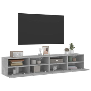 Vegghengte TV-benker 2 stk betonggrå 80x30x30 cm konstruert tre