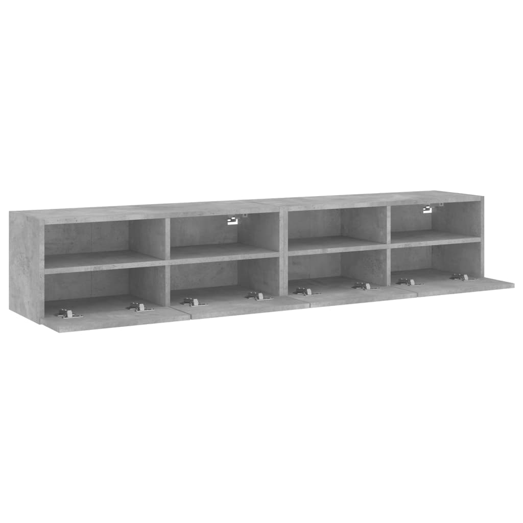Vegghengte TV-benker 2 stk betonggrå 80x30x30 cm konstruert tre
