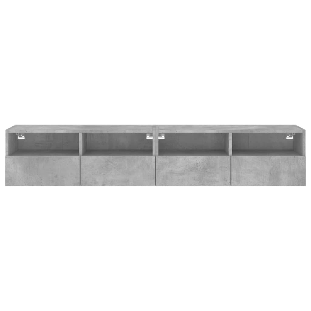 Vegghengte TV-benker 2 stk betonggrå 80x30x30 cm konstruert tre