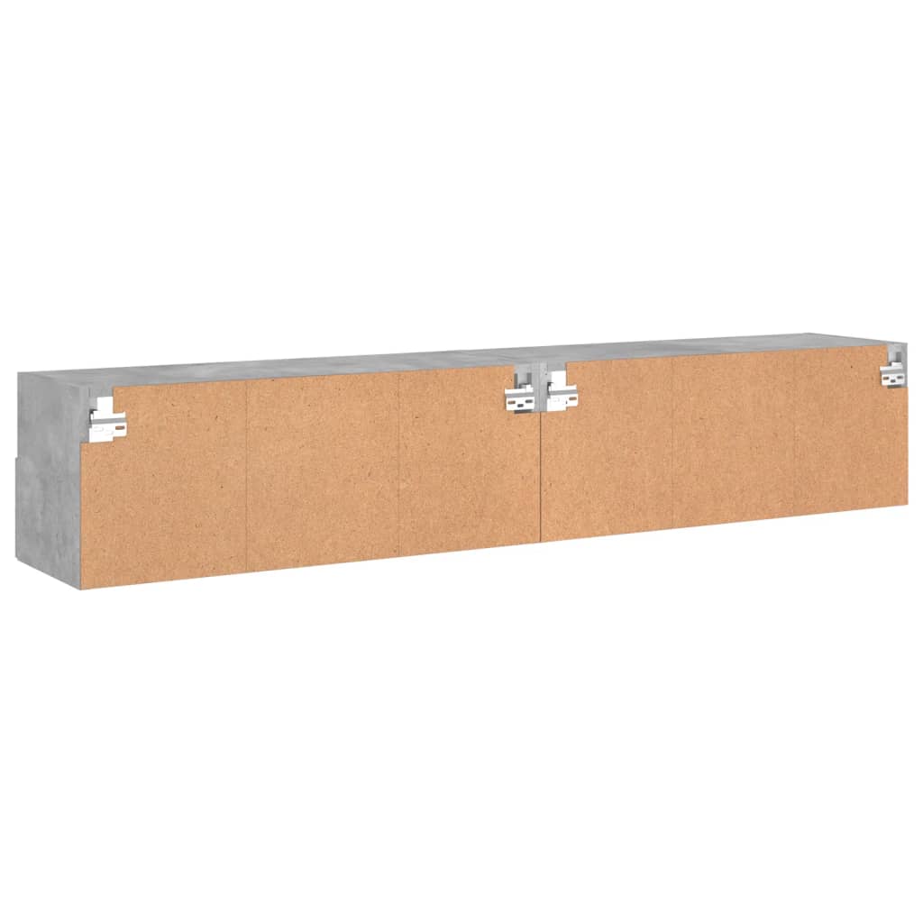 Vegghengte TV-benker 2 stk betonggrå 80x30x30 cm konstruert tre