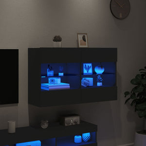 Vegghengt TV-benk med LED svart 98,5x30x60,5 cm