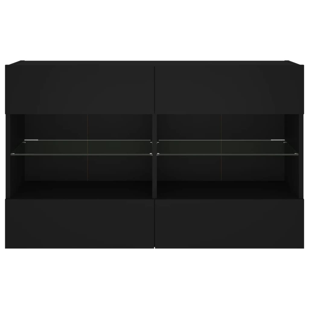 Vegghengt TV-benk med LED svart 98,5x30x60,5 cm