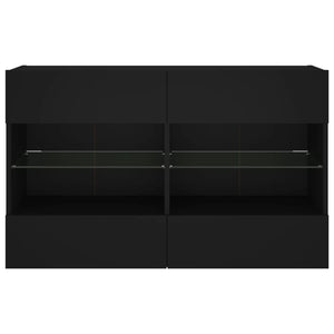 Vegghengt TV-benk med LED svart 98,5x30x60,5 cm