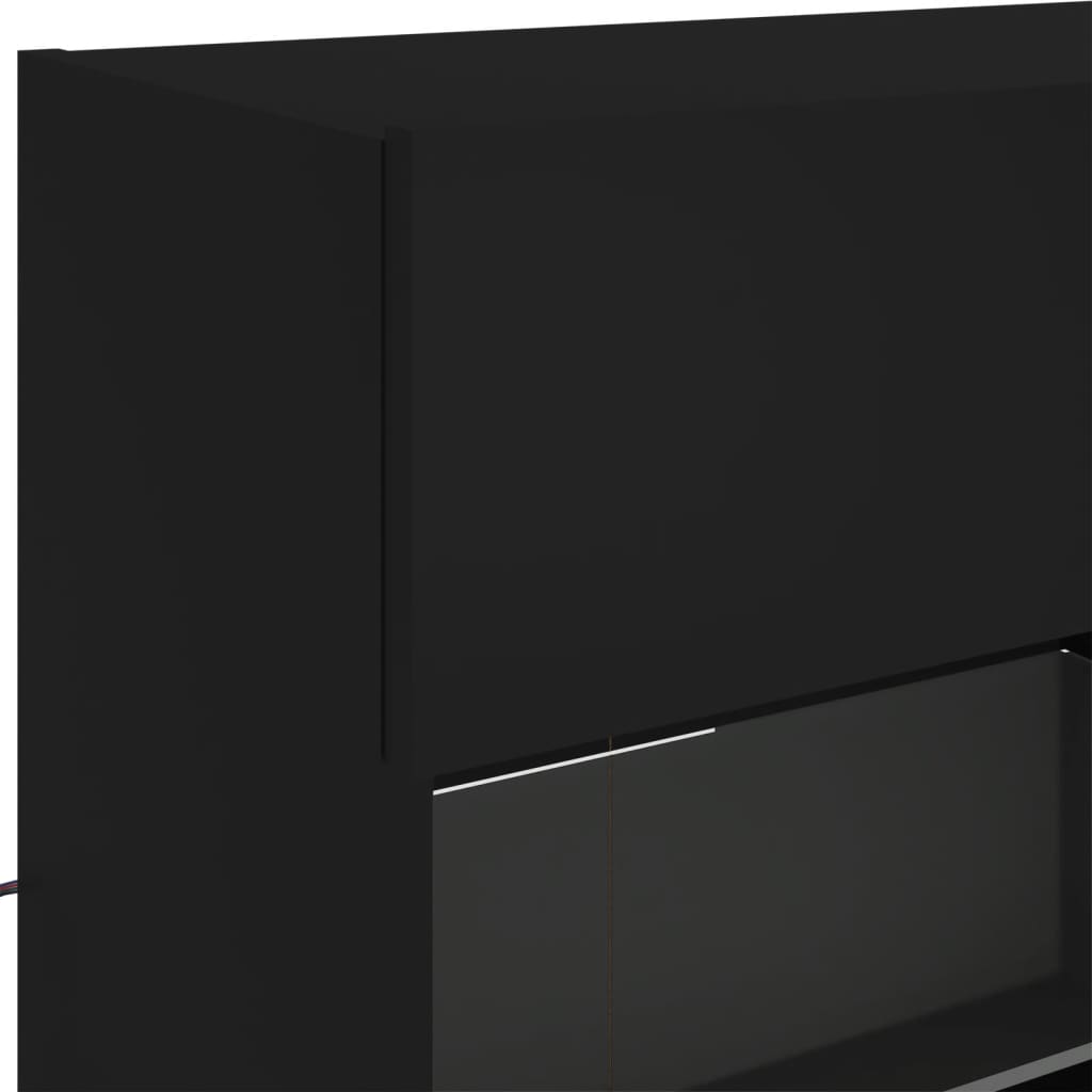 Vegghengt TV-benk med LED svart 98,5x30x60,5 cm