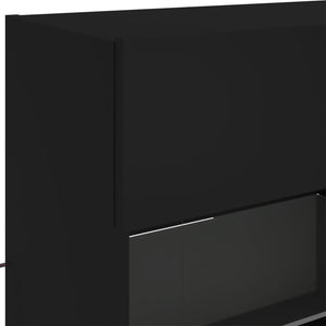 Vegghengt TV-benk med LED svart 98,5x30x60,5 cm