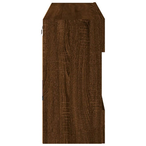 Vegghengt TV-benk med LED-lys brun eik 98,5x30x60,5 cm