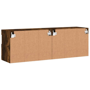 TV-benker med LED-lys 2 stk røkt eik 60x30x40 cm