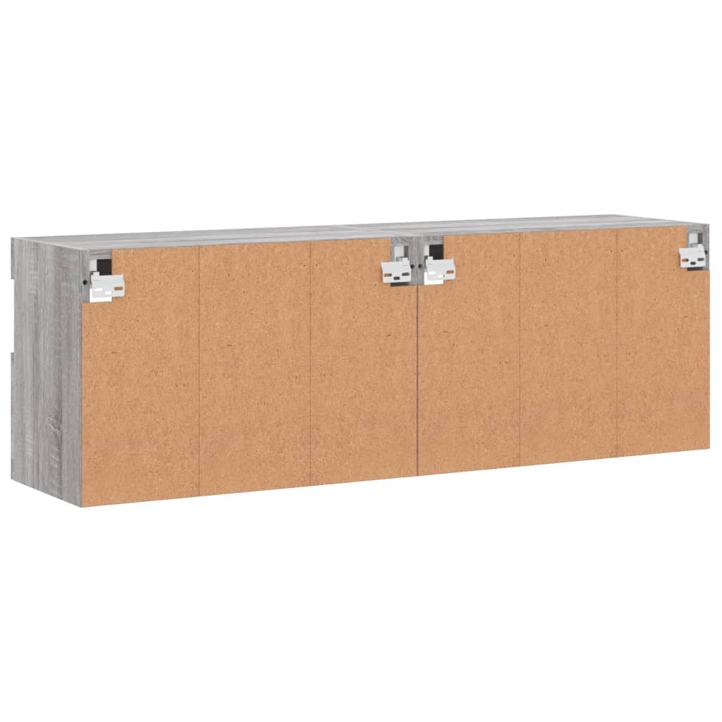 Vegghengte TV-benker med LED 2 stk grå sonoma 60x30x40 cm