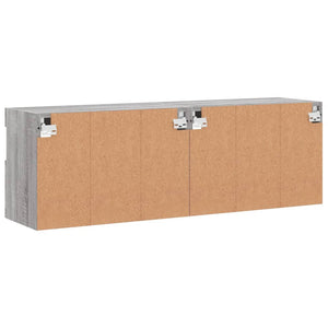 Vegghengte TV-benker med LED 2 stk grå sonoma 60x30x40 cm