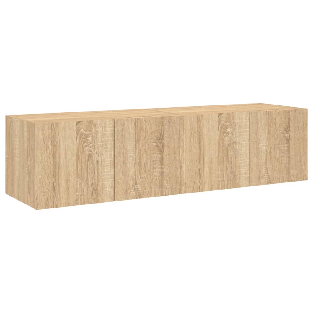 Vegghengte TV-benker med LED 2 stk sonoma eik 60x35x31 cm