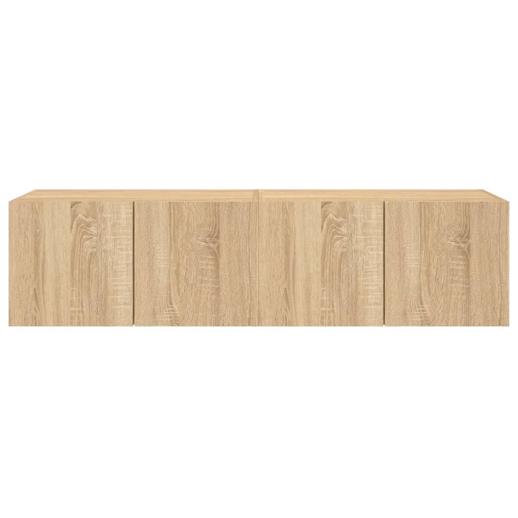 Vegghengte TV-benker med LED 2 stk sonoma eik 60x35x31 cm