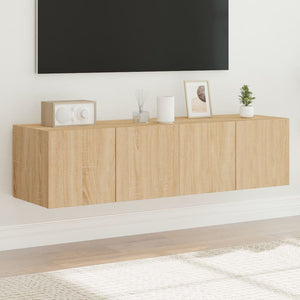 Vegghengte TV-benker med LED 2 stk sonoma eik 60x35x31 cm