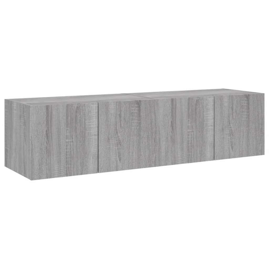Vegghengte TV-benker med LED-lys 2 stk grå sonoma 60x35x31 cm