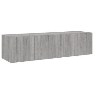 Vegghengte TV-benker med LED-lys 2 stk grå sonoma 60x35x31 cm