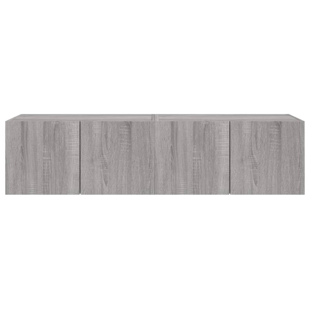 Vegghengte TV-benker med LED-lys 2 stk grå sonoma 60x35x31 cm