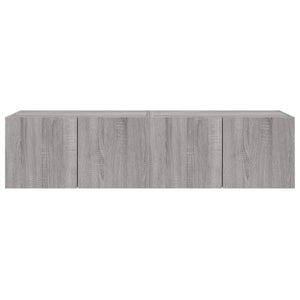 Vegghengte TV-benker med LED-lys 2 stk grå sonoma 60x35x31 cm