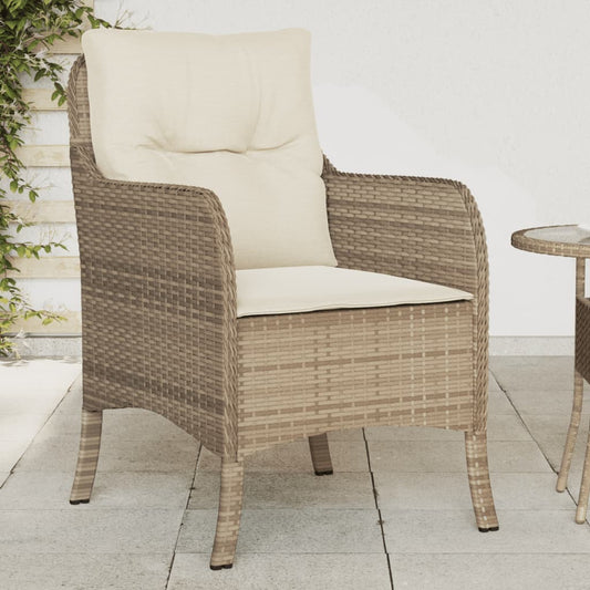 Hagestoler med puter 2 stk beige polyrotting