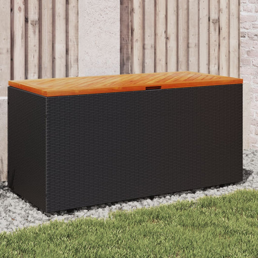 Cushion box black 110x50x54 cm poly rattan acacia