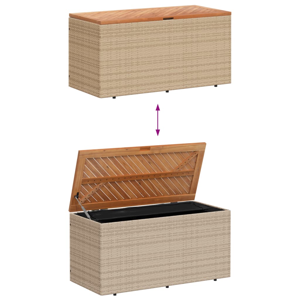 Cushion case beige 110x50x54 cm poly rattan acacia