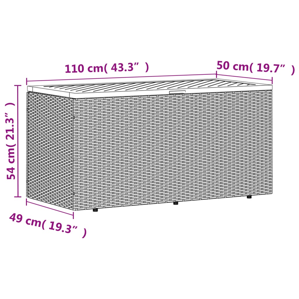 Cushion case beige 110x50x54 cm poly rattan acacia