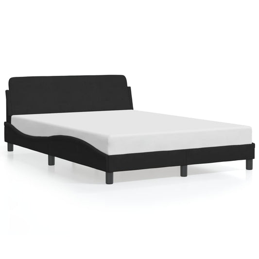 Sengeramme med hodegavl svart 135x190 cm fløyel