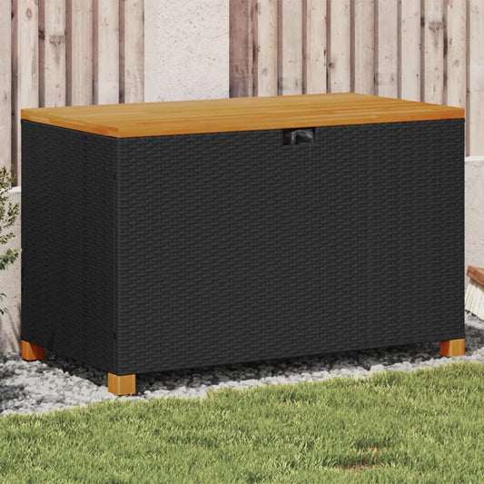 Cushion box black 110x55x63 cm poly rattan acacia