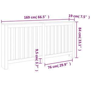 Radiatordeksel voksbrun 169x19x84 cm heltre furu