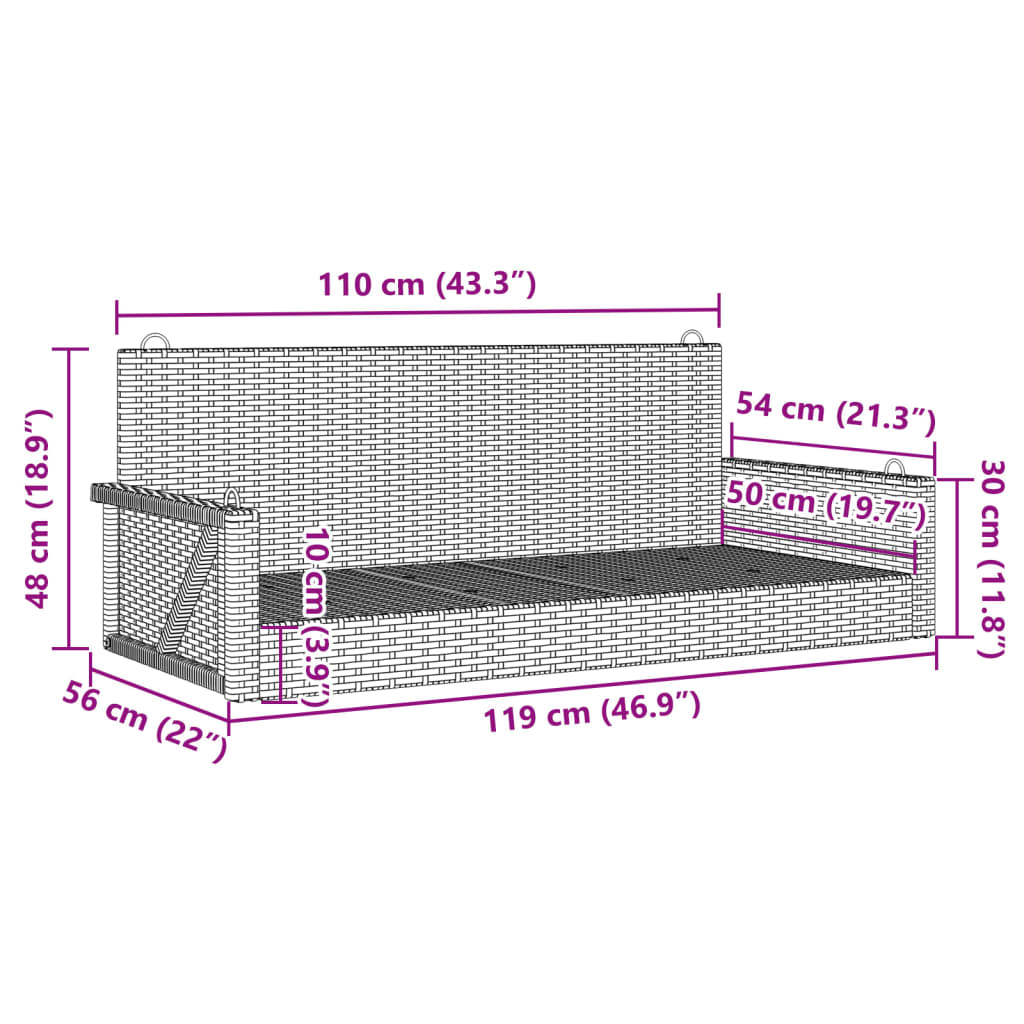 Huskebenk beige 119x56x48 cm polyrotting