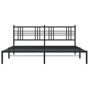 Sengeramme i metall med sengegavl svart 200x200 cm