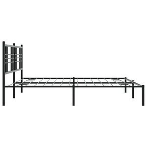 Sengeramme i metall med sengegavl svart 200x200 cm