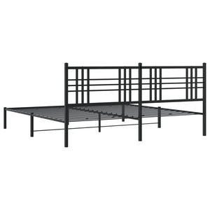 Sengeramme i metall med sengegavl svart 200x200 cm